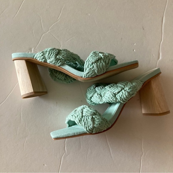 NWOB Dolce Vita Play Heels Woven Rope Straps Mint Sz 7 - Picture 1 of 6
